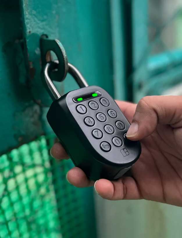 Smart padlock on a gate